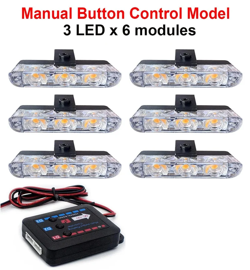 3 LED Auto Kühlergrill Strobe Polizei Lichter Flash Warnleuchte Rot Blau Gelb Rettungsfahrzeug Notfall Blinker Signal Beleuchtung