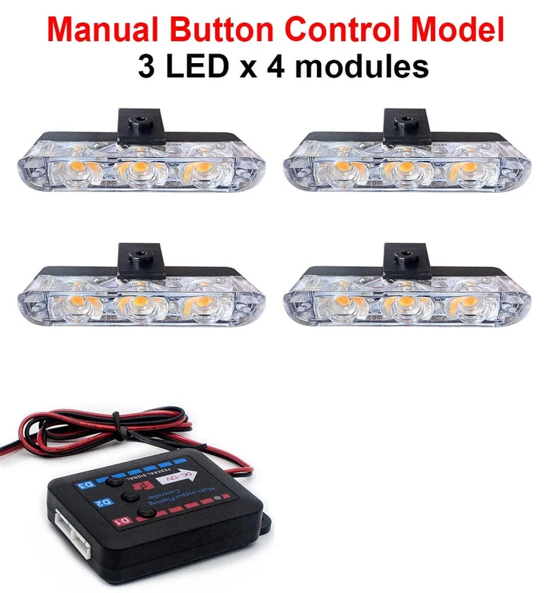 3 LED Auto Kühlergrill Strobe Polizei Lichter Flash Warnleuchte Rot Blau Gelb Rettungsfahrzeug Notfall Blinker Signal Beleuchtung