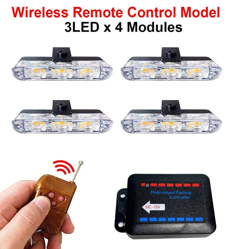 3 LED Auto Kühlergrill Strobe Polizei Lichter Flash Warnleuchte Rot Blau Gelb Rettungsfahrzeug Notfall Blinker Signal Beleuchtung