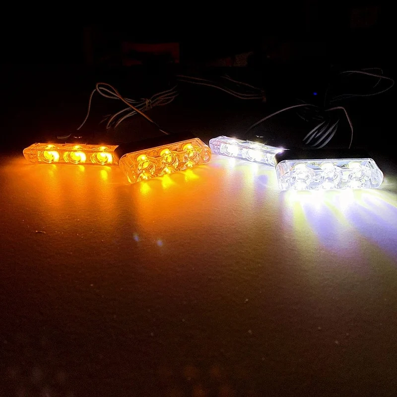 3 LED Auto Kühlergrill Strobe Polizei Lichter Flash Warnleuchte Rot Blau Gelb Rettungsfahrzeug Notfall Blinker Signal Beleuchtung