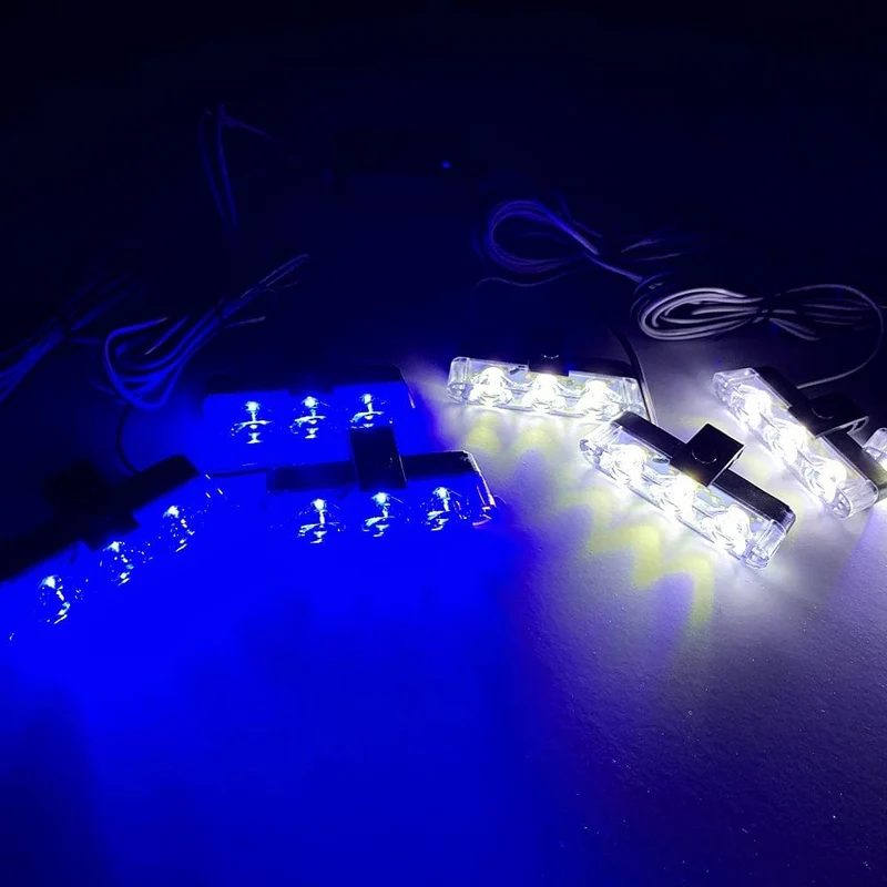 3 LED Auto Kühlergrill Strobe Polizei Lichter Flash Warnleuchte Rot Blau Gelb Rettungsfahrzeug Notfall Blinker Signal Beleuchtung