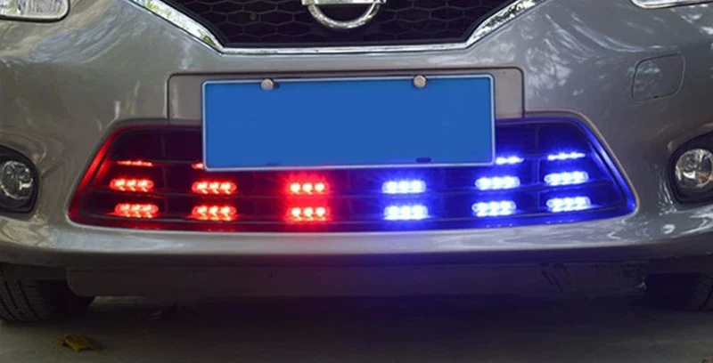3 LED Auto Kühlergrill Strobe Polizei Lichter Flash Warnleuchte Rot Blau Gelb Rettungsfahrzeug Notfall Blinker Signal Beleuchtung