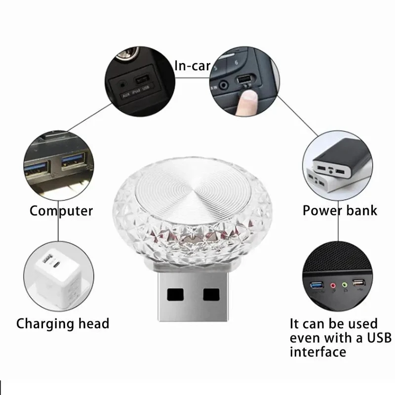 Tragbares Auto USB-Umgebungslicht Mini-LED-dekorative Atmosphärenlampen für Auto-Innenumgebungslicht Computerlicht Plug & Play