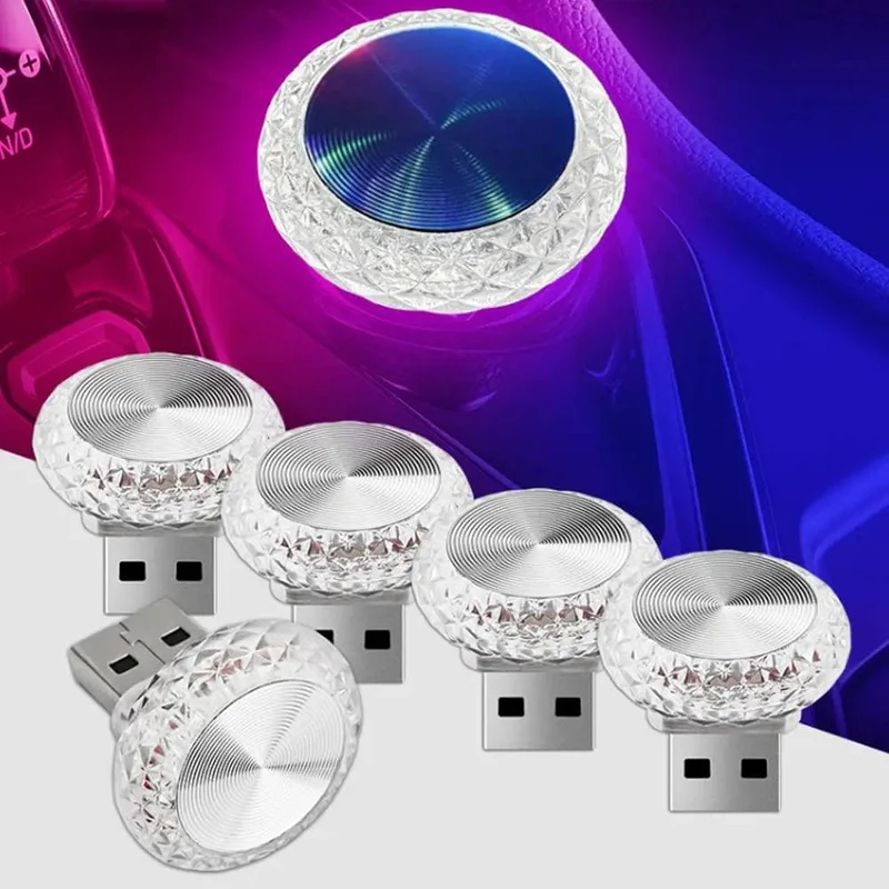 Tragbares Auto USB-Umgebungslicht Mini-LED-dekorative Atmosphärenlampen für Auto-Innenumgebungslicht Computerlicht Plug & Play
