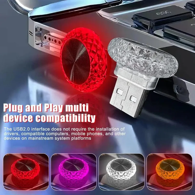 Tragbares Auto USB-Umgebungslicht Mini-LED-dekorative Atmosphärenlampen für Auto-Innenumgebungslicht Computerlicht Plug & Play