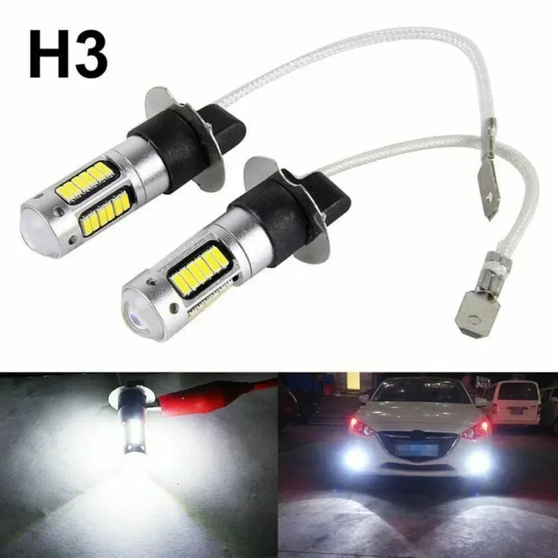 2Pcs 100W H3 LED Nebelscheinwerfer Birnen 6000K 800LM Super White Tagfahrlicht 12V Led Birne Nebel Fahrlichter