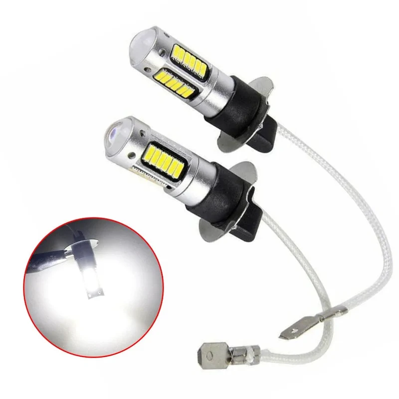 2Pcs 100W H3 LED Nebelscheinwerfer Birnen 6000K 800LM Super White Tagfahrlicht 12V Led Birne Nebel Fahrlichter