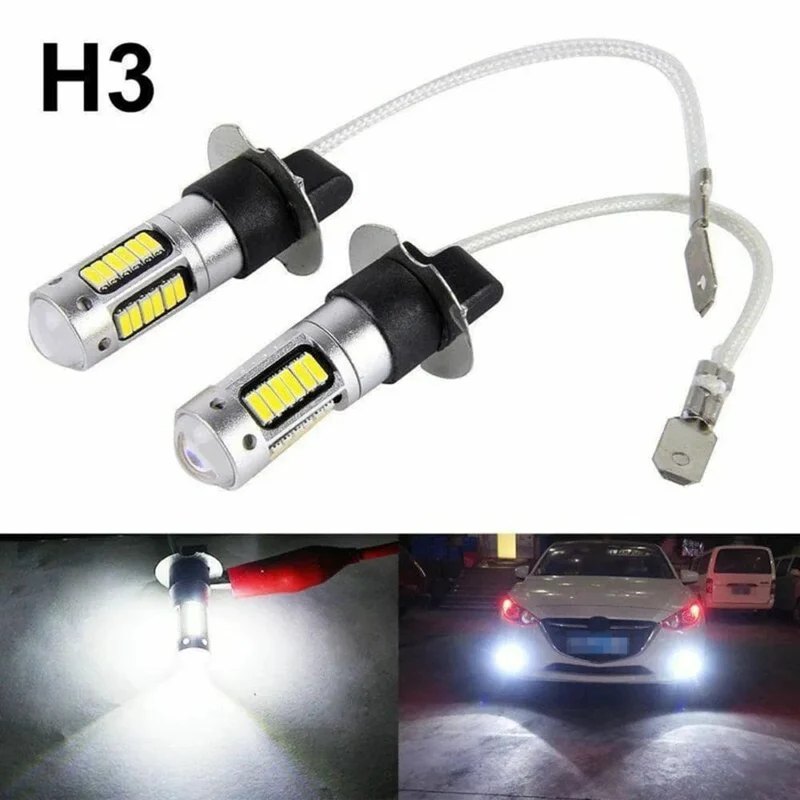 2Pcs 100W H3 LED Nebelscheinwerfer Birnen 6000K 800LM Super White Tagfahrlicht 12V Led Birne Nebel Fahrlichter