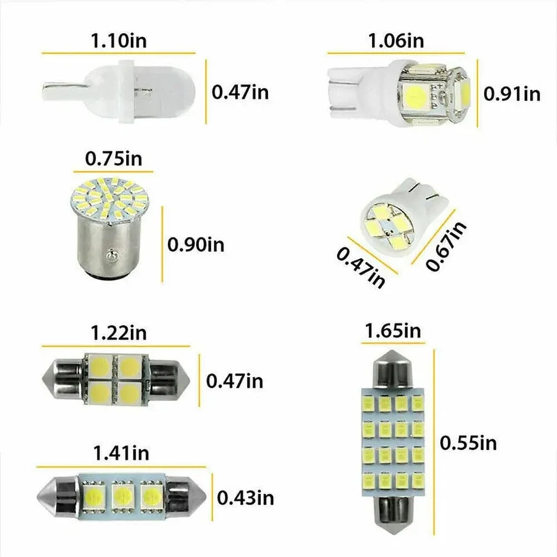 42-teiliges LED-Kombinationsset für die Innenraumbeleuchtung von Autos, 31 mm, 36 mm, 41 mm, T10 1157, 12 V, 6000 K, LED-Lichtkuppel, Ersatzbirnen, Leselampe