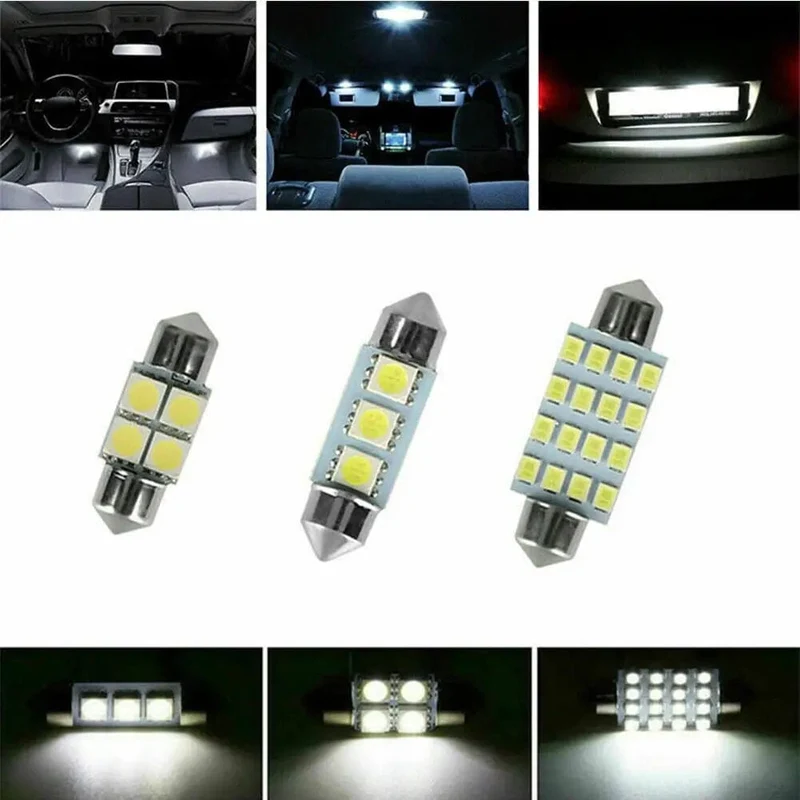 42-teiliges LED-Kombinationsset für die Innenraumbeleuchtung von Autos, 31 mm, 36 mm, 41 mm, T10 1157, 12 V, 6000 K, LED-Lichtkuppel, Ersatzbirnen, Leselampe