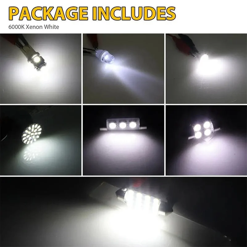 42-teiliges LED-Kombinationsset für die Innenraumbeleuchtung von Autos, 31 mm, 36 mm, 41 mm, T10 1157, 12 V, 6000 K, LED-Lichtkuppel, Ersatzbirnen, Leselampe