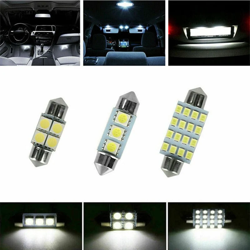 42-teiliges LED-Kombinationsset für die Innenraumbeleuchtung von Autos, 31 mm, 36 mm, 41 mm, T10 1157, 12 V, 6000 K, LED-Lichtkuppel, Ersatzbirnen, Leselampe