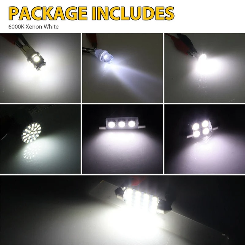 42-teiliges LED-Kombinationsset für die Innenraumbeleuchtung von Autos, 31 mm, 36 mm, 41 mm, T10 1157, 12 V, 6000 K, LED-Lichtkuppel, Ersatzbirnen, Leselampe