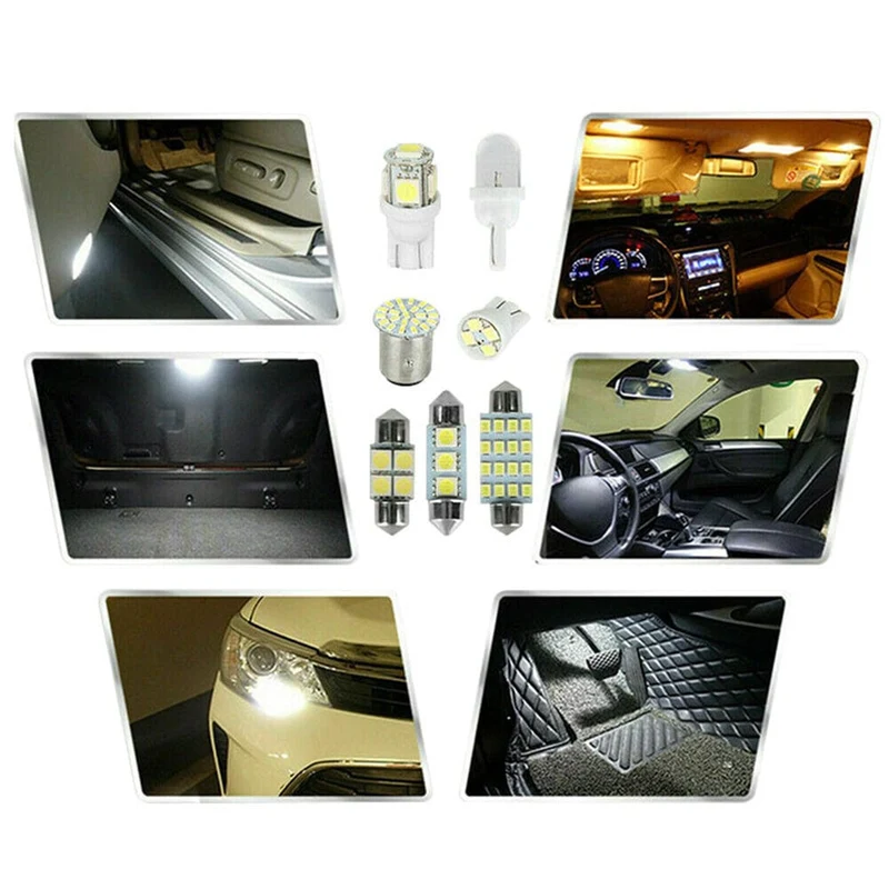 42-teiliges LED-Kombinationsset für die Innenraumbeleuchtung von Autos, 31 mm, 36 mm, 41 mm, T10 1157, 12 V, 6000 K, LED-Lichtkuppel, Ersatzbirnen, Leselampe