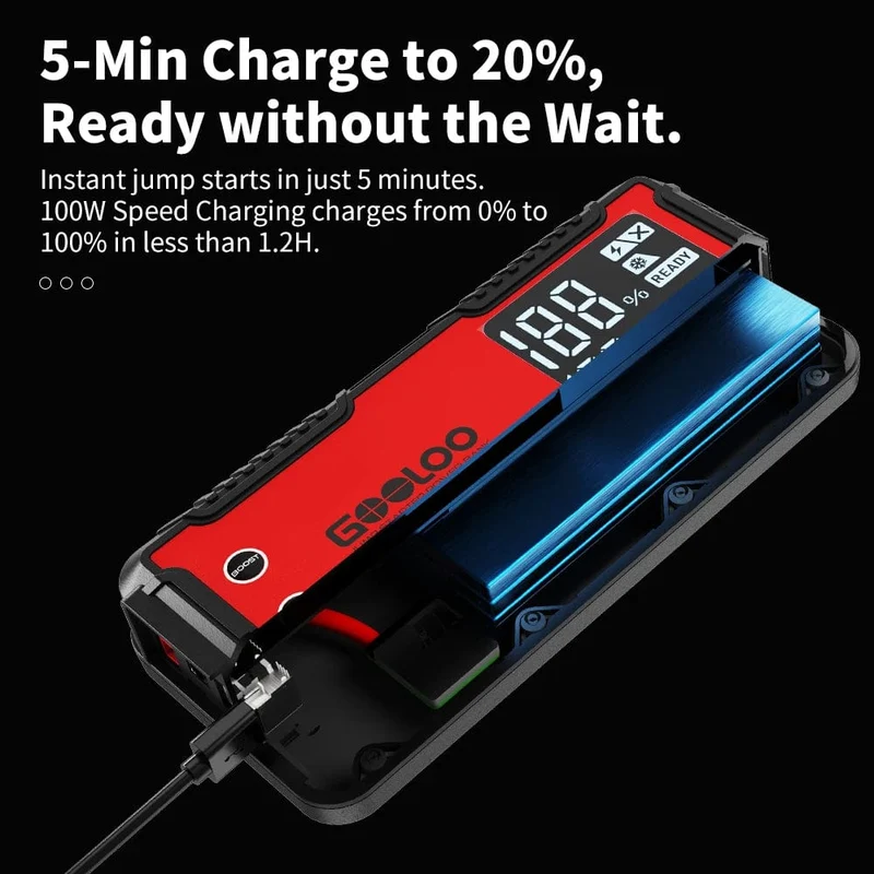 GOOLOO 12V Auto Starthilfe 4000A Autobatterie Starter 24000mAh Tragbare Power Bank Booster Auto Startgerät Notstart