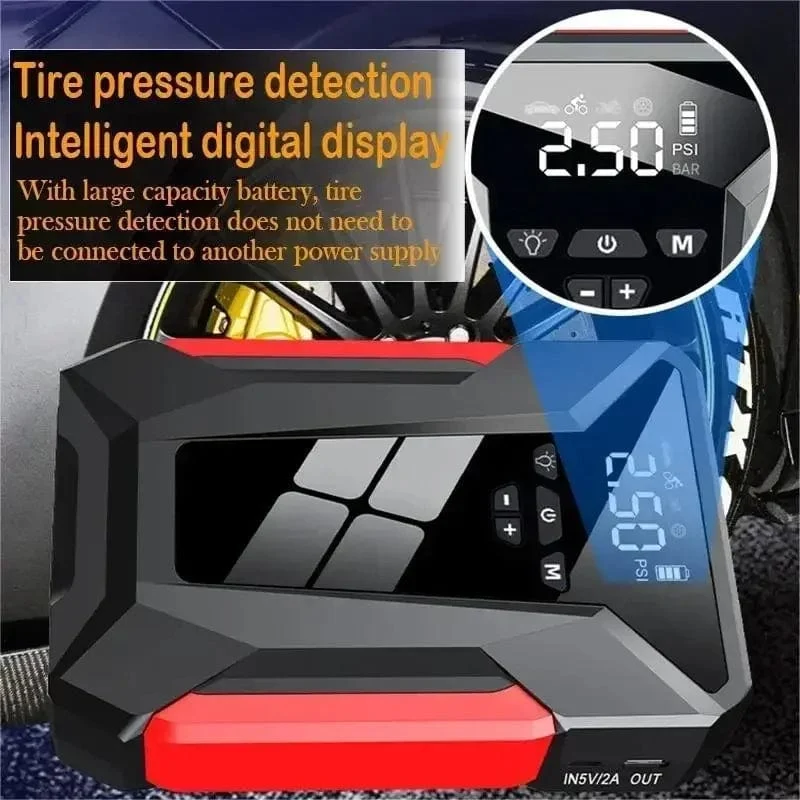 28000mAh Auto Starthilfe Multifunktionale Automotive Notfall Power 150PSI Reifen Inflator Powerbank Luftpumpe Mit Tasche