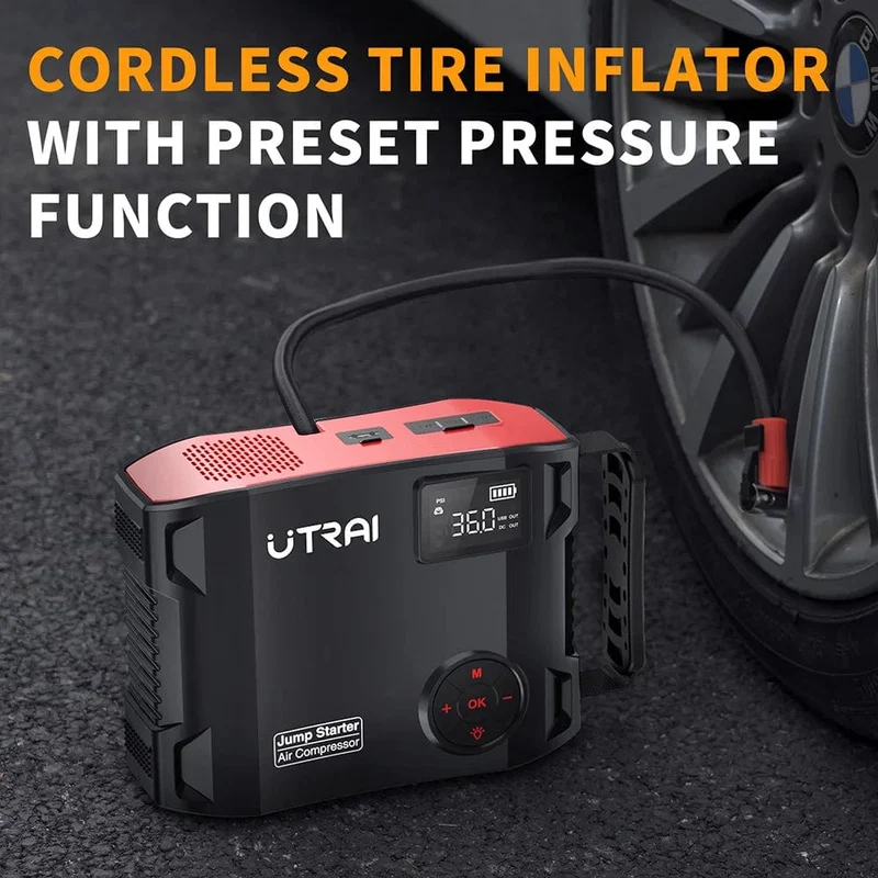 UTRAI 2000A 4 In 1 Starthilfe Power Pack Tragbares Autobatterie-Booster-Autostartgerät für Benzin-Dieselfahrzeuge