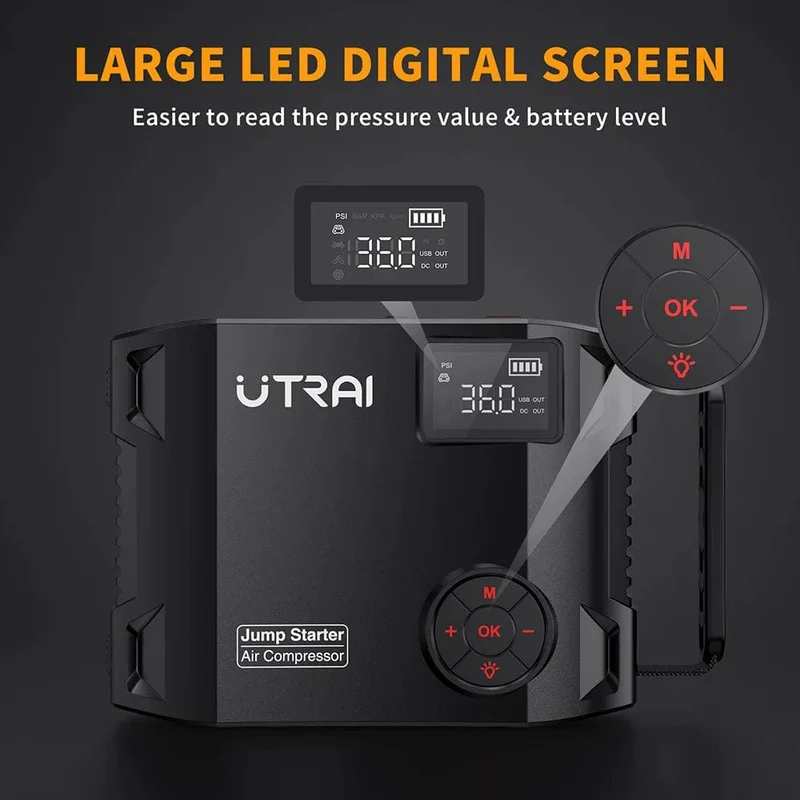 UTRAI 2000A 4 In 1 Starthilfe Power Pack Tragbares Autobatterie-Booster-Autostartgerät für Benzin-Dieselfahrzeuge