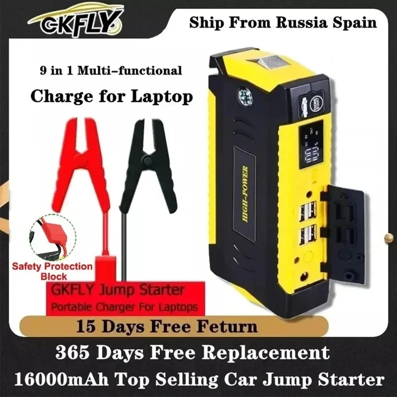 GKFLY 16000mAh Auto Starthilfe Power Bank Auto Batterie Booster Ladegerät 12V Ausgangs Gerät Benzin Diesel Auto Starter Buster