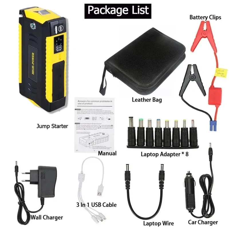 GKFLY 16000mAh Auto Starthilfe Power Bank Auto Batterie Booster Ladegerät 12V Ausgangs Gerät Benzin Diesel Auto Starter Buster