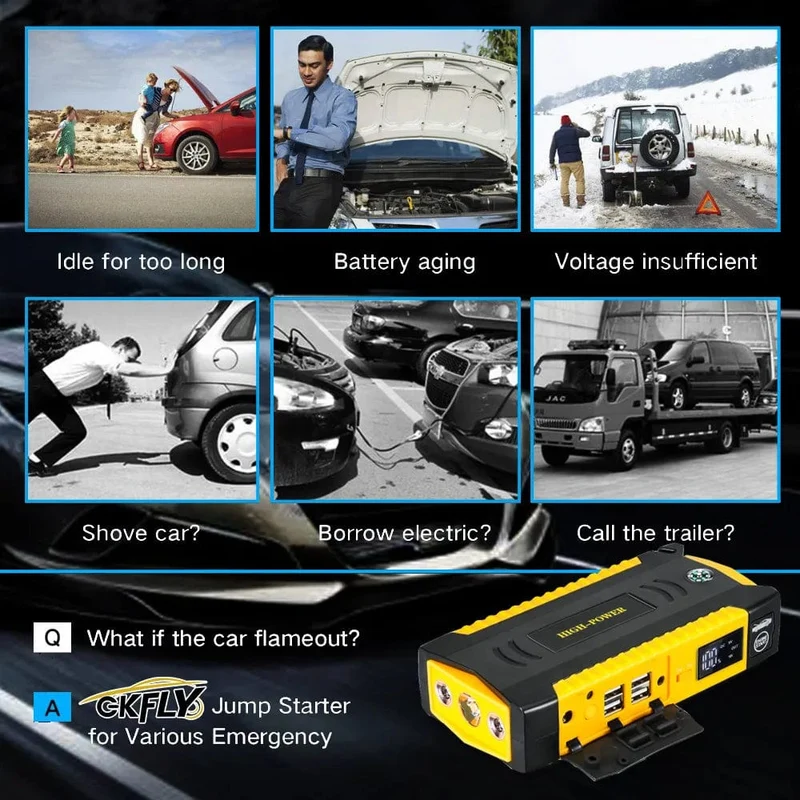 GKFLY 16000mAh Auto Starthilfe Power Bank Auto Batterie Booster Ladegerät 12V Ausgangs Gerät Benzin Diesel Auto Starter Buster