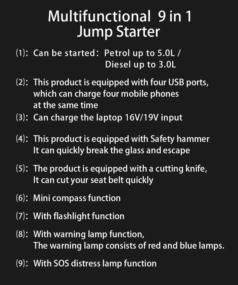 GKFLY 16000mAh Auto Starthilfe Power Bank Auto Batterie Booster Ladegerät 12V Ausgangs Gerät Benzin Diesel Auto Starter Buster