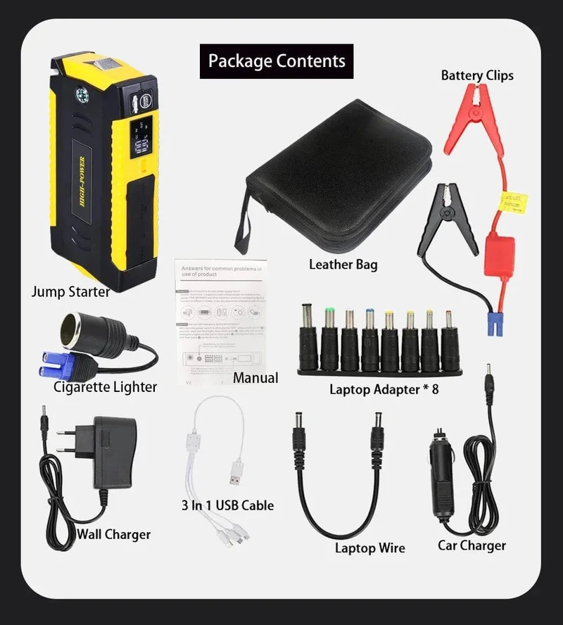 GKFLY 16000mAh Auto Starthilfe Power Bank Auto Batterie Booster Ladegerät 12V Ausgangs Gerät Benzin Diesel Auto Starter Buster