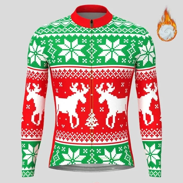 Weihnachten Hässliche Sweate Winter Radfahren Kleidung Männer Radfahren Jersey Warme Jacke Fleece Top Maillot Ciclismo Fahrrad Langarm