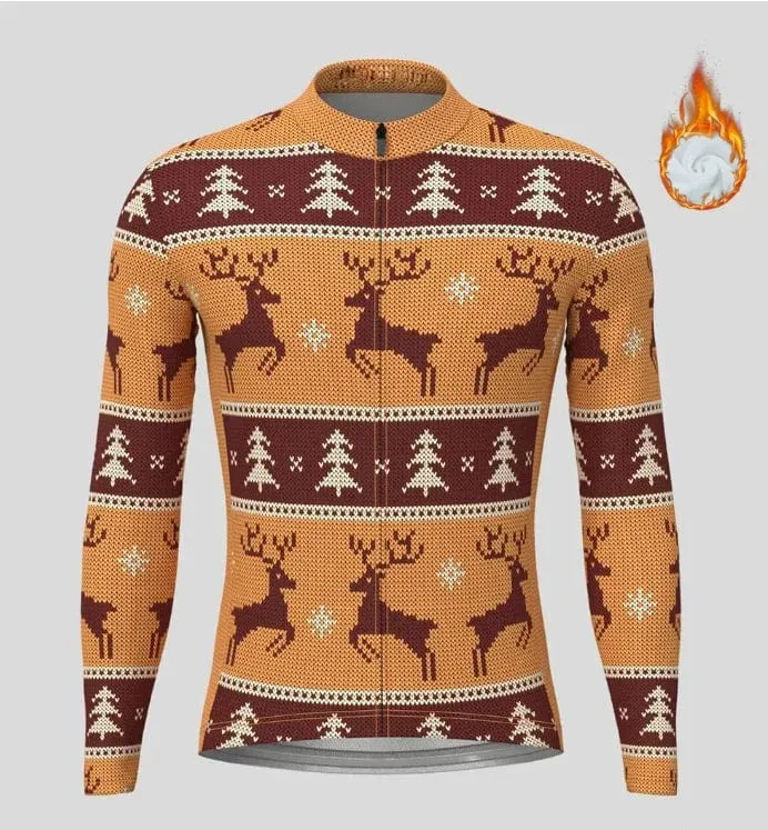 Weihnachten Hässliche Sweate Winter Radfahren Kleidung Männer Radfahren Jersey Warme Jacke Fleece Top Maillot Ciclismo Fahrrad Langarm