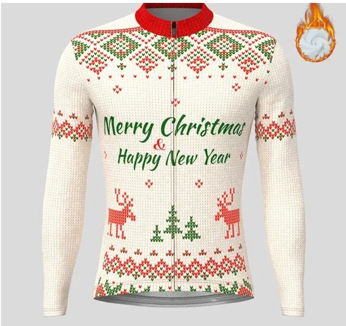 Weihnachten Hässliche Sweate Winter Radfahren Kleidung Männer Radfahren Jersey Warme Jacke Fleece Top Maillot Ciclismo Fahrrad Langarm