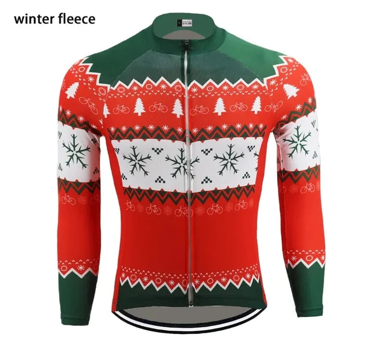 Weihnachten Hässliche Sweate Winter Radfahren Kleidung Männer Radfahren Jersey Warme Jacke Fleece Top Maillot Ciclismo Fahrrad Langarm