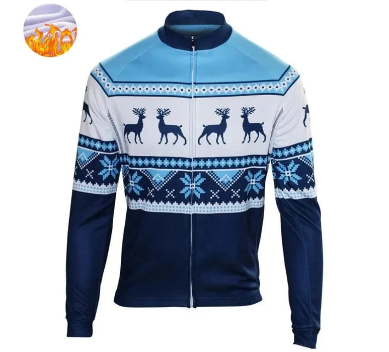 Weihnachten Hässliche Sweate Winter Radfahren Kleidung Männer Radfahren Jersey Warme Jacke Fleece Top Maillot Ciclismo Fahrrad Langarm