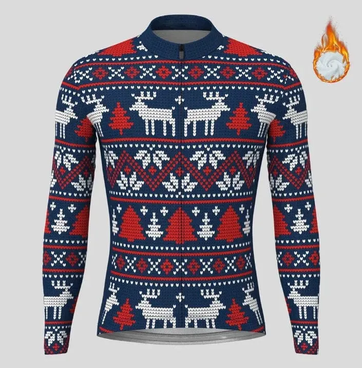 Weihnachten Hässliche Sweate Winter Radfahren Kleidung Männer Radfahren Jersey Warme Jacke Fleece Top Maillot Ciclismo Fahrrad Langarm