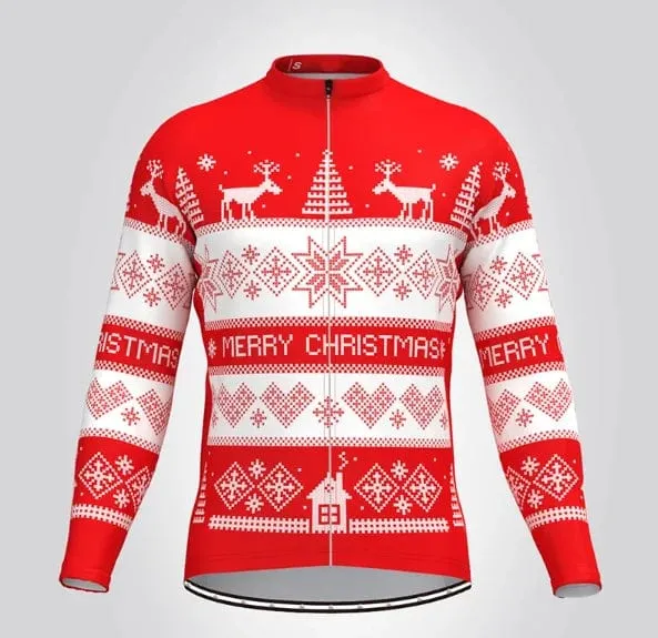Weihnachten Hässliche Sweate Winter Radfahren Kleidung Männer Radfahren Jersey Warme Jacke Fleece Top Maillot Ciclismo Fahrrad Langarm
