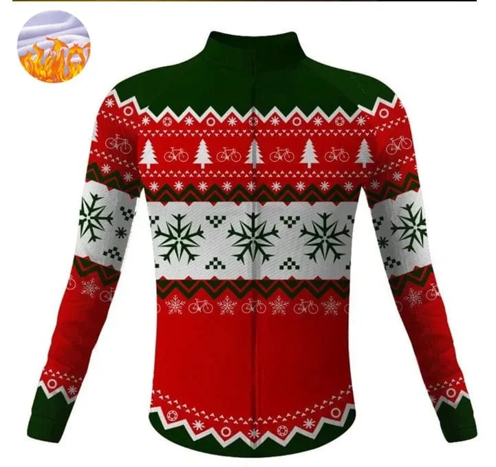 Weihnachten Hässliche Sweate Winter Radfahren Kleidung Männer Radfahren Jersey Warme Jacke Fleece Top Maillot Ciclismo Fahrrad Langarm