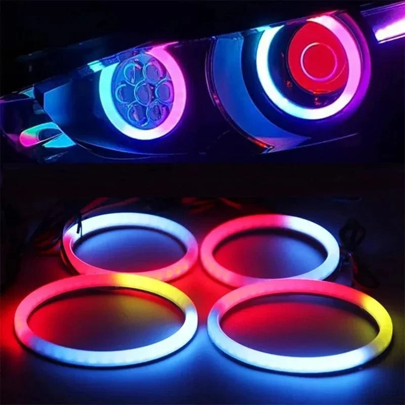 4 STÜCKE 12 V 24 V COB Auto Angel Eyes Dekoration Licht RGB Umgebungsscheinwerfer Mit App Control Streamer Fahrlampe Für Auto Dekorativ