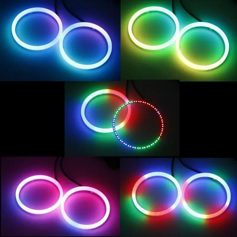 4 STÜCKE 12 V 24 V COB Auto Angel Eyes Dekoration Licht RGB Umgebungsscheinwerfer Mit App Control Streamer Fahrlampe Für Auto Dekorativ