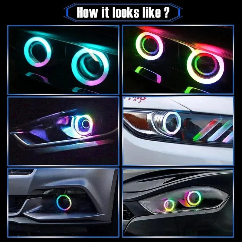 4 STÜCKE 12 V 24 V COB Auto Angel Eyes Dekoration Licht RGB Umgebungsscheinwerfer Mit App Control Streamer Fahrlampe Für Auto Dekorativ