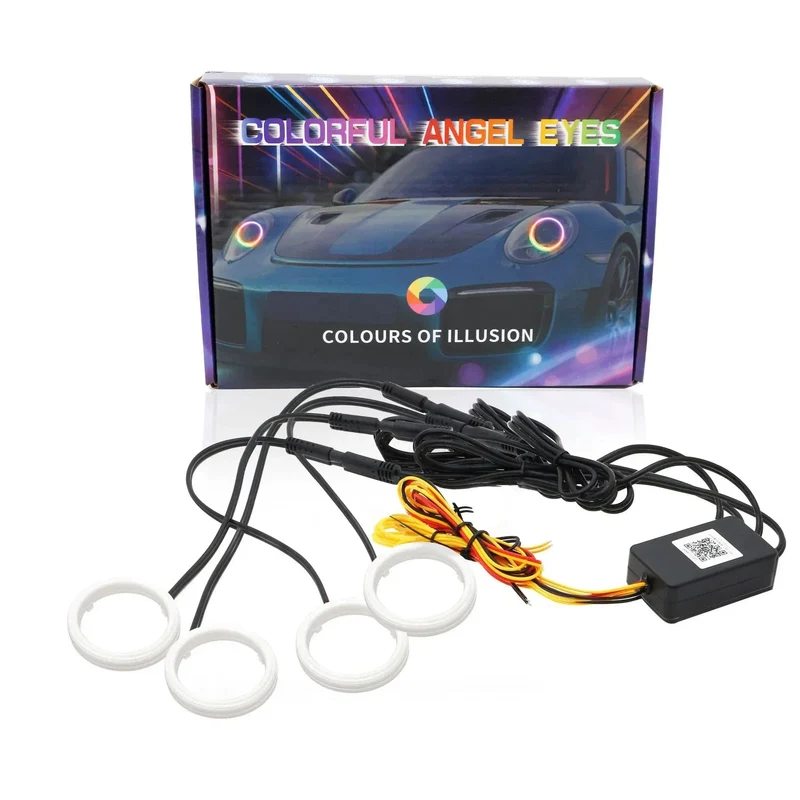 4 STÜCKE 12 V 24 V COB Auto Angel Eyes Dekoration Licht RGB Umgebungsscheinwerfer Mit App Control Streamer Fahrlampe Für Auto Dekorativ