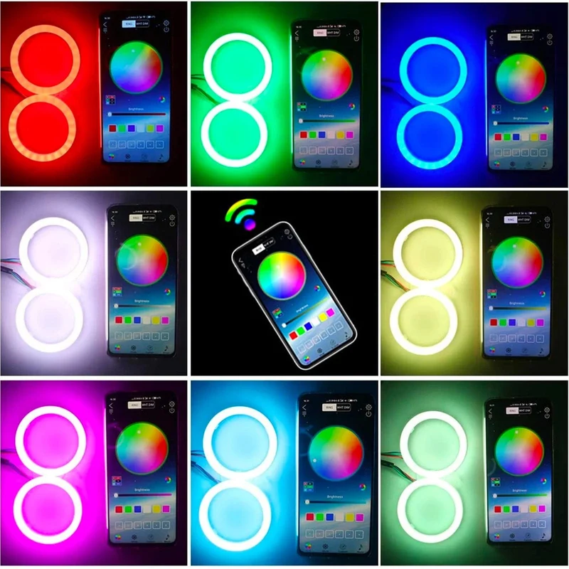 4 STÜCKE 12 V 24 V COB Auto Angel Eyes Dekoration Licht RGB Umgebungsscheinwerfer Mit App Control Streamer Fahrlampe Für Auto Dekorativ