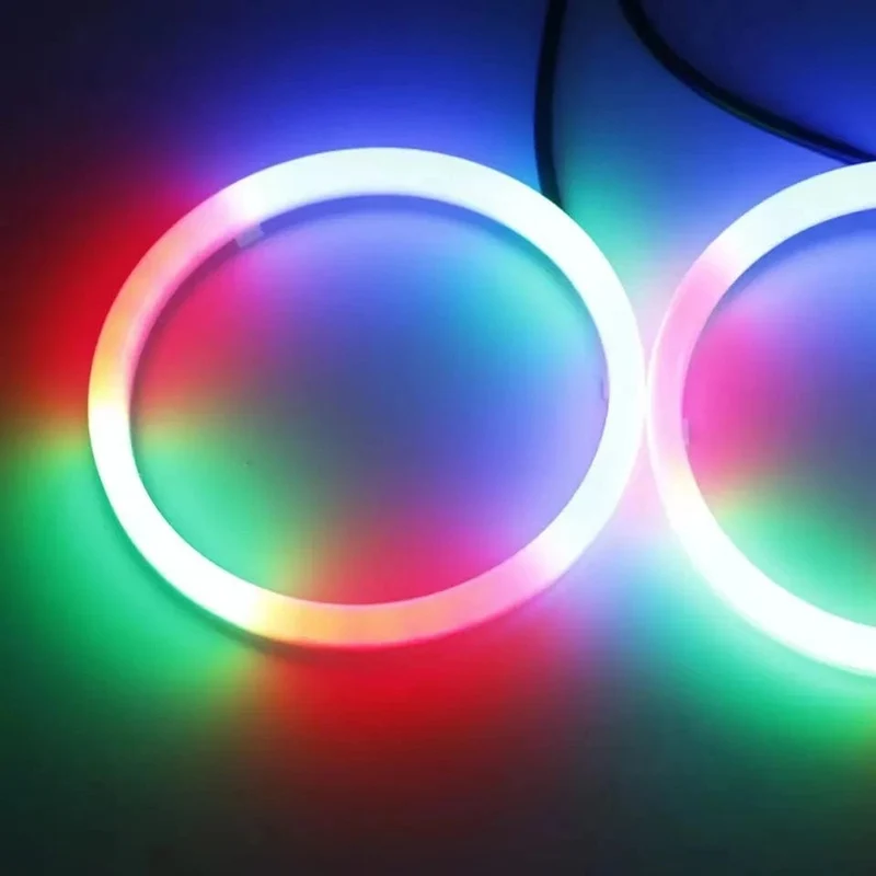 4 STÜCKE 12 V 24 V COB Auto Angel Eyes Dekoration Licht RGB Umgebungsscheinwerfer Mit App Control Streamer Fahrlampe Für Auto Dekorativ