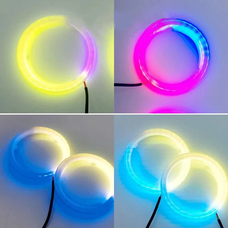 4 STÜCKE 12 V 24 V COB Auto Angel Eyes Dekoration Licht RGB Umgebungsscheinwerfer Mit App Control Streamer Fahrlampe Für Auto Dekorativ
