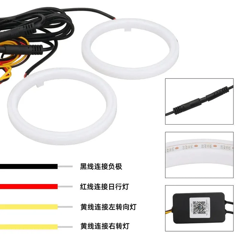 4 STÜCKE 12 V 24 V COB Auto Angel Eyes Dekoration Licht RGB Umgebungsscheinwerfer Mit App Control Streamer Fahrlampe Für Auto Dekorativ