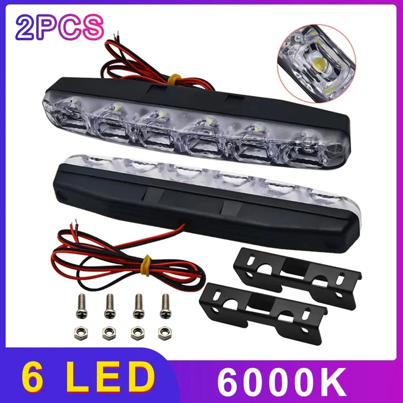 2 Stücke led 12v für auto laufen lichter Wasserdichte led tagfahrlicht für auto drl 6 Led scheinwerfer unterstützung auto nebel lichter