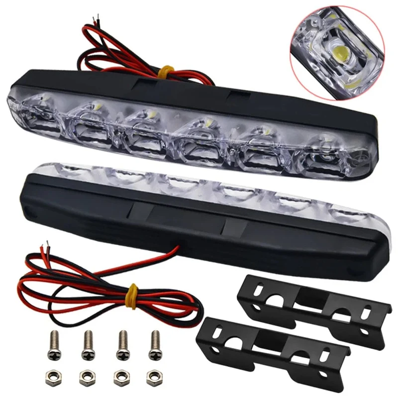 2 Stücke led 12v für auto laufen lichter Wasserdichte led tagfahrlicht für auto drl 6 Led scheinwerfer unterstützung auto nebel lichter