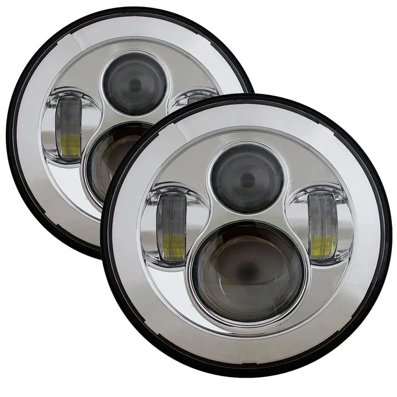 2 Stück Auto-Scheinwerfer, 7 Zoll, für Land Rover Defender 90 110, rund, LED-Scheinwerfer-Set, Fernlicht, Abblendlicht, für Lada Niva 4X4, Offroad-Zubehör