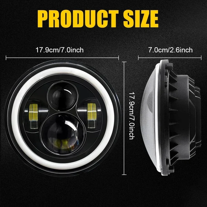 2 stücke Universal 7 Zoll Led Auto Motorrad Scheinwerfer DRL H4 Scheinwerfer Für Harley BMW Yamha Honda 7 "Scheinwerfer