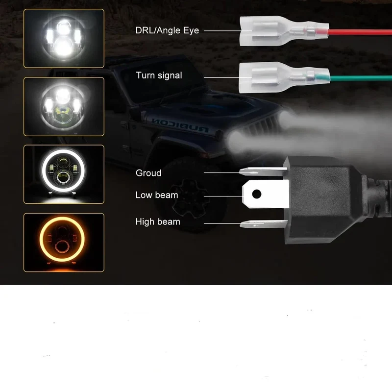 2 stücke Universal 7 Zoll Led Auto Motorrad Scheinwerfer DRL H4 Scheinwerfer Für Harley BMW Yamha Honda 7 "Scheinwerfer
