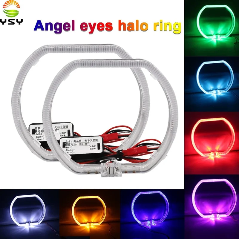 100/76 MM LED Angel Eyes Square Guide Halo Ring Tagfahrlicht mit Treiber für Bi Xenon Scheinwerfergläser DRL Zubehör