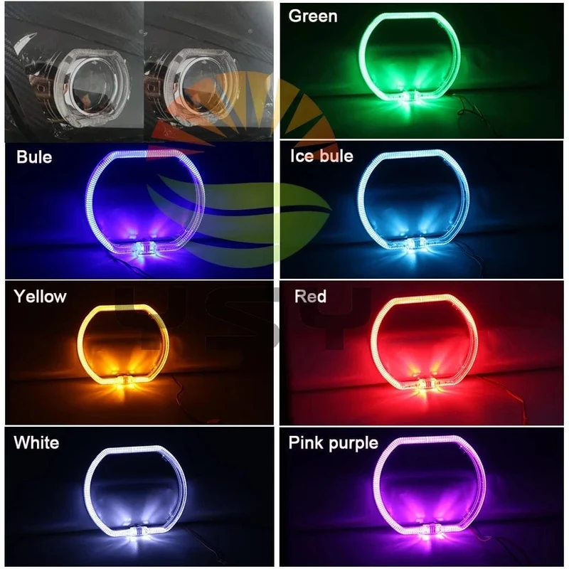 100/76 MM LED Angel Eyes Square Guide Halo Ring Tagfahrlicht mit Treiber für Bi Xenon Scheinwerfergläser DRL Zubehör